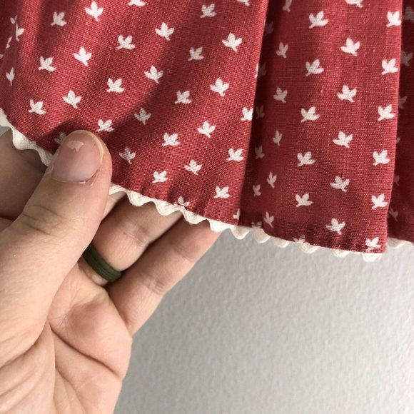 Vintage Girls Pinafore Circle Dress 18 Months Polka Dot Floral Button Tie Waist - Picture 10 of 12